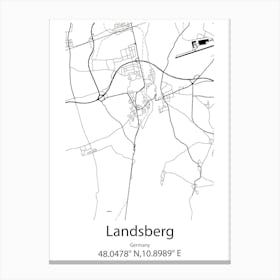 Landsberg,Germany Minimalist Map Canvas Print