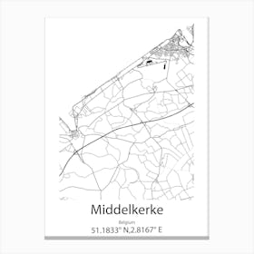 Middelkerke,Belgium Minimalist Map Canvas Print