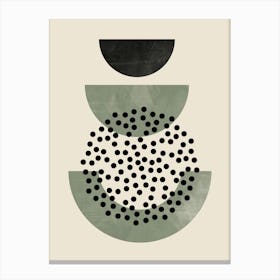 Boho Sage Green, Black and Beige Mid-Century Modern Art, Abstract Line 1 Canvas Print