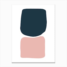 Abstract Hobbled Stones Pink And Navy Two Canvas Print