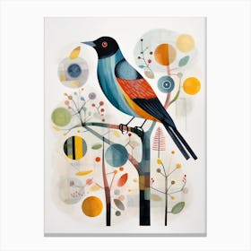 Bird Painting Collage Cowbird 2 Canvas Print