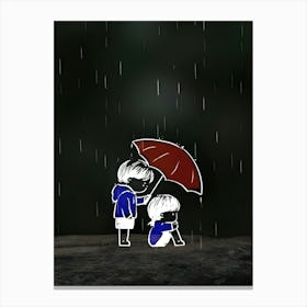 Rainy day couple Canvas Print