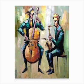 Two Musicians Playing Cello 2 Canvas Print