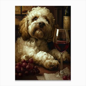 Dog With A Glass Of Wine Canvas Print