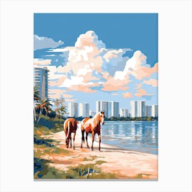 Horse Painting In Miami Beach Post Impressionism Style 14 Canvas Print