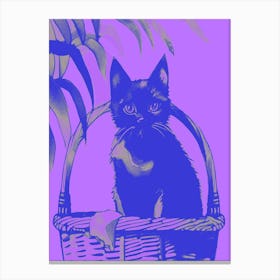 Kitty Cat In A Basket Lilac 2 Canvas Print