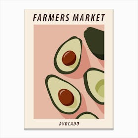 Farmers market Avocado, Exotic food art, Neutral retro print Canvas Print