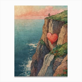 Heart On The Cliff 1 Canvas Print