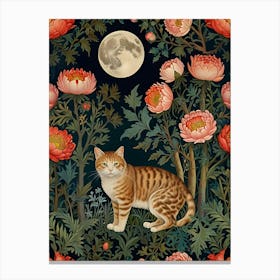 William Morris Cat In The Moonlight 15 Canvas Print