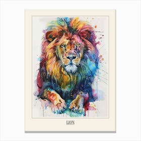 Lion Colourful Watercolour 3 Poster Canvas Print