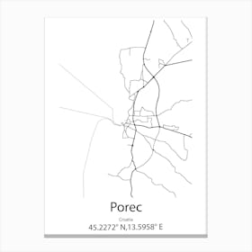 Porec,Croatia Minimalist Map Canvas Print