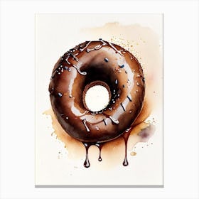 Chocolate Donut Cute Neon 1 Canvas Print