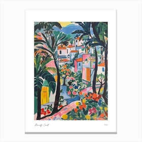 Amalfi Coast Matisse Style, Italy 3 Watercolour Travel Poster Canvas Print