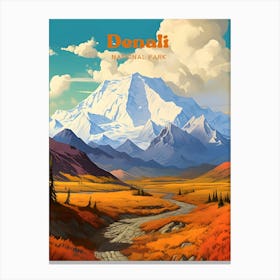 Denali National Park Alaska Mountain Travel Art Canvas Print