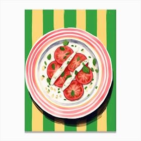 A Plate Of Bruschetta, Top View Food Illustration 2 Canvas Print