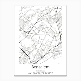 Bensalem,United States Minimalist Map 1 Canvas Print