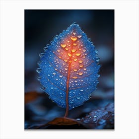 Autumn Leaf With Water Droplets Canvas Print