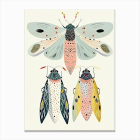 Colourful Insect Illustration Whitefly 10 Canvas Print