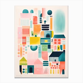 A House In Stockholm, Abstract Risograph Style 1 Canvas Print