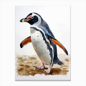 Humboldt Penguin Zavodovski Island Watercolour Painting 5 Canvas Print