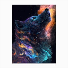 Wolf Howling in Space Canvas Print