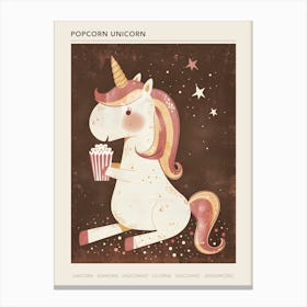 Muted Pastels Unicorn Eating Popcorn 1 Poster Canvas Print