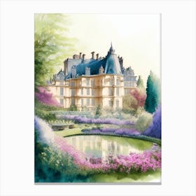 Château De Villandry Gardens, 2, France Pastel Watercolour Canvas Print