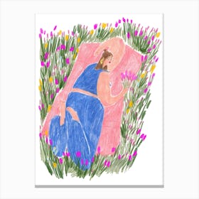 Heart In The Flowers Canvas Print