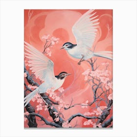 Vintage Japanese Inspired Bird Print Mockingbird 2 Canvas Print