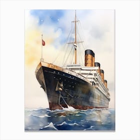 Titanic Ship On The Sea Watercolour 3 Canvas Print
