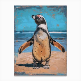 Galapagos Penguin Cooper Bay Colour Block Painting 4 Canvas Print