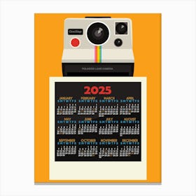 Retro Camera Calendar 2025 Yellow Canvas Print