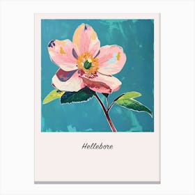 Hellebore 2 Square Flower Illustration Poster Canvas Print