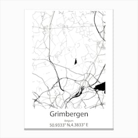 Grimbergen,Belgium Minimalist Map Canvas Print