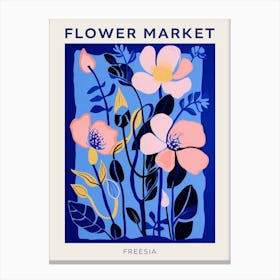 Blue Flower Market Poster Freesia 4 Canvas Print