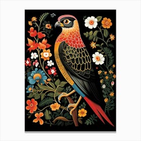 Folk Bird Illustration Eurasian Sparrowhawk 3 Canvas Print