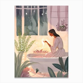 Girl In A Bath Canvas Print