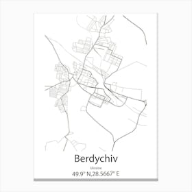 Berdychiv,Ukraine Minimalist Map Lienzo