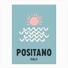 Positano, Italy, Graphic Style Poster 2 Canvas Print