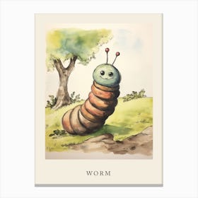 Beatrix Potter Inspired  Animal Watercolour Worm 2 Canvas Print