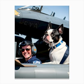 Dog In A Plane-Reimagined Canvas Print