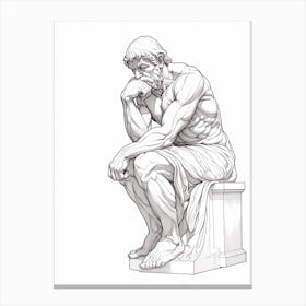 Line Art Inspired By The Thinker 3 Canvas Print