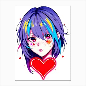 Anime Girl With A Heart Canvas Print