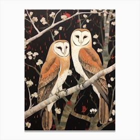 Art Nouveau Birds Poster Barn Owl 4 Canvas Print