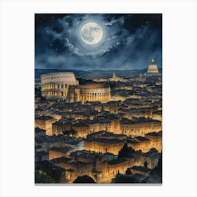 The Colosseum's Moonlit Spectacle Canvas Print