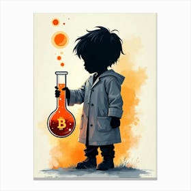 Bitcoin Child Holding A Beaker Canvas Print