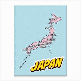 Japan Map Pop Art Illustration Canvas Print