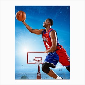 Basketball Player Dunks The Ball 4 Canvas Print