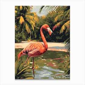 Greater Flamingo Camargue Provence France Tropical Illustration 5 Canvas Print