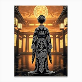 Geisha By A Temple Canvas Print